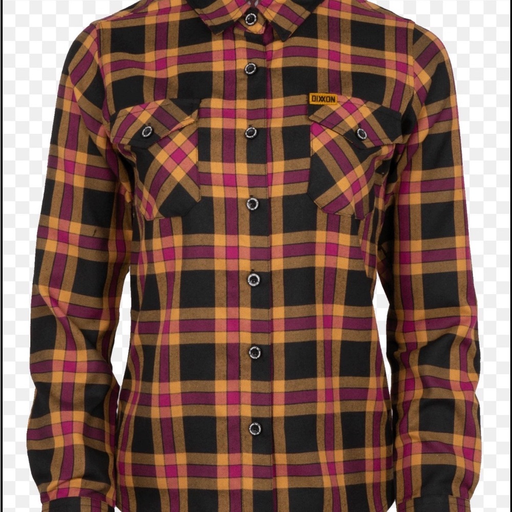 DIXXON Yellow and Black Plaid Button-Down Shirt size L - Picture 2 of 6